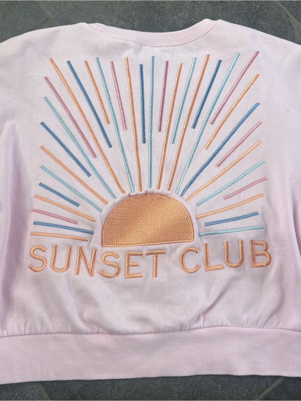 Altar'd State Pink Sweatshirt with Pastel Sunburst Embroidery Womens S